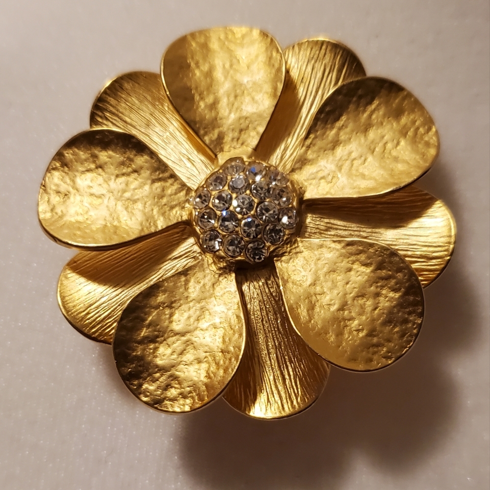 Vintage 1960's Premier Designs Brushed Gold Tone Brooch/Pendant